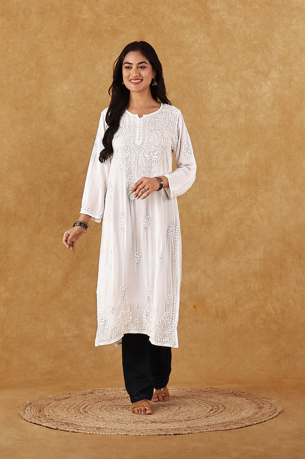 White on White Modal Kurta