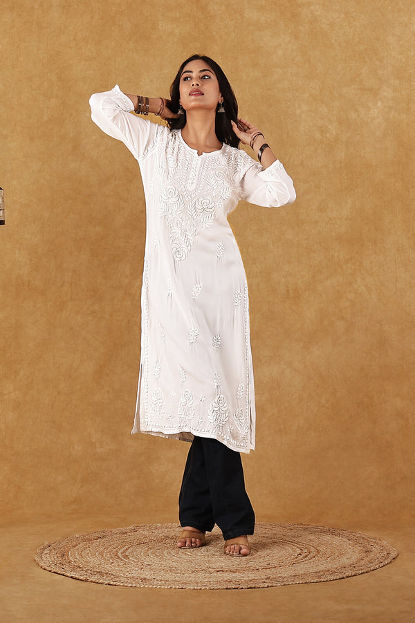 White on White Modal Kurta