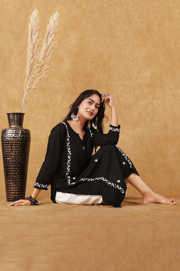 Black and White Kurta