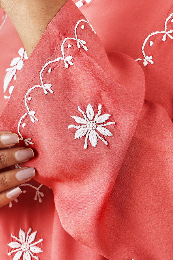 Coral Pink Chikankari Kurta