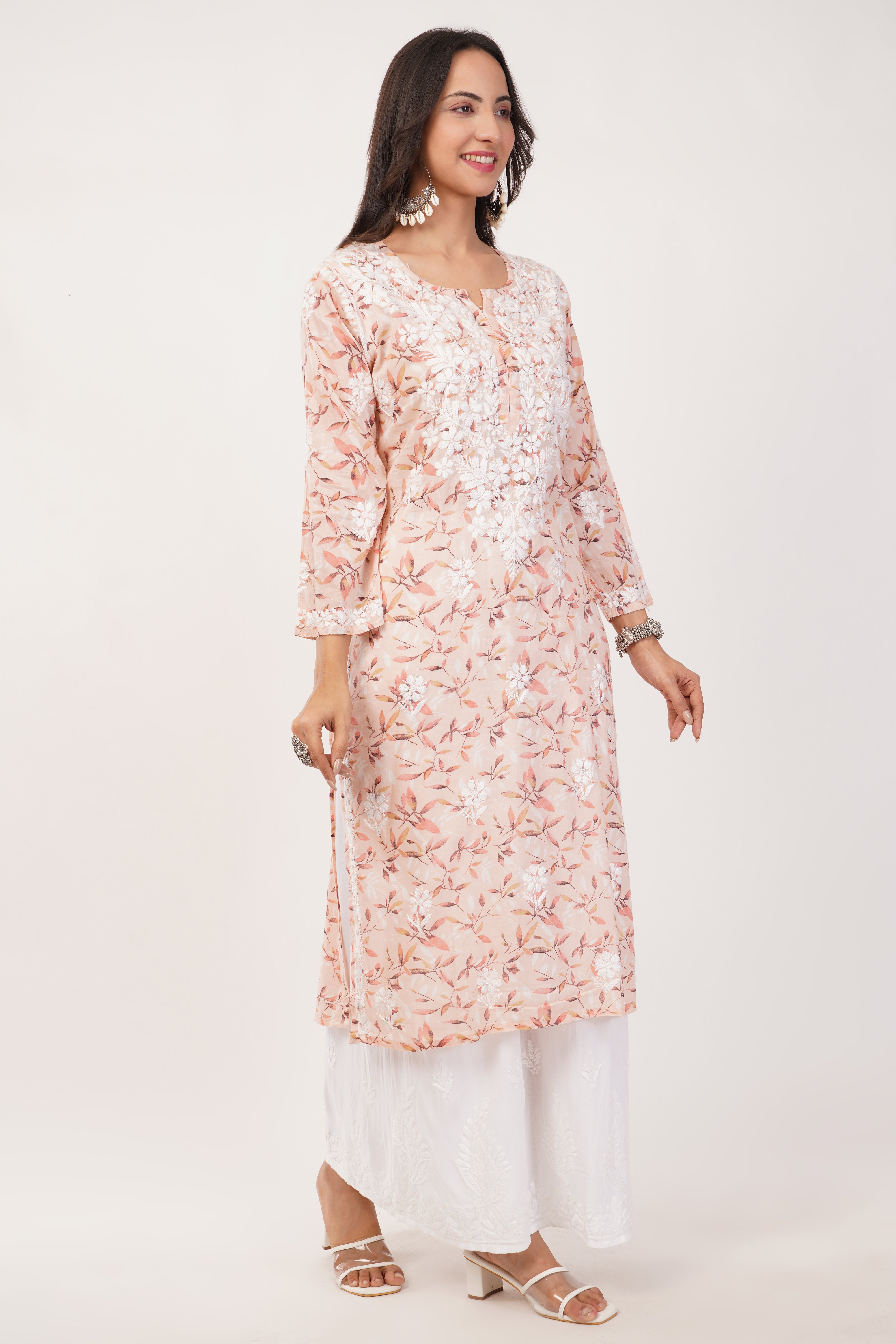 Peach Blossom Mul Kurta