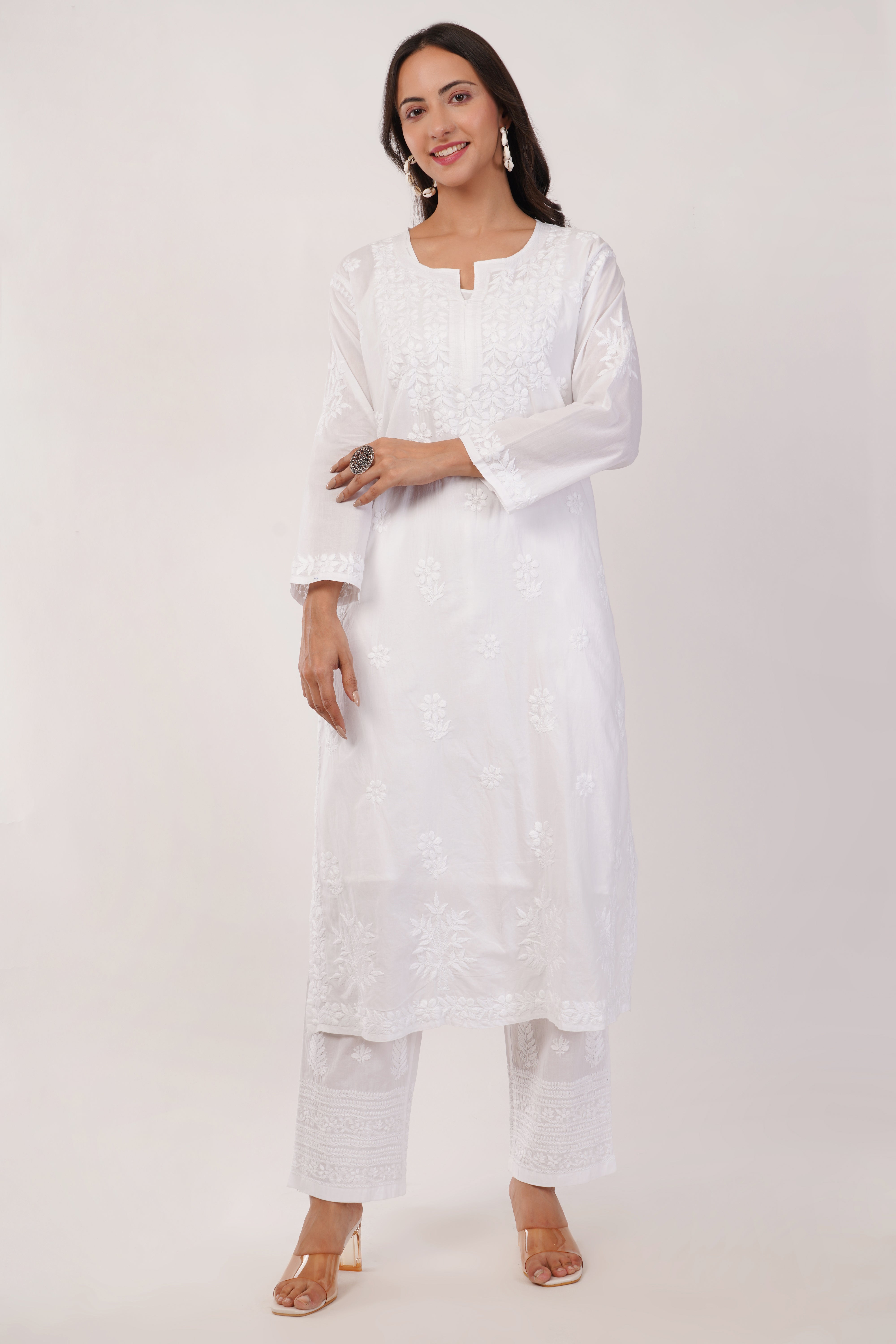 White Soft Cotton Straight Pant