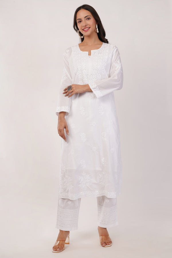 White Soft Cotton Straight Pant