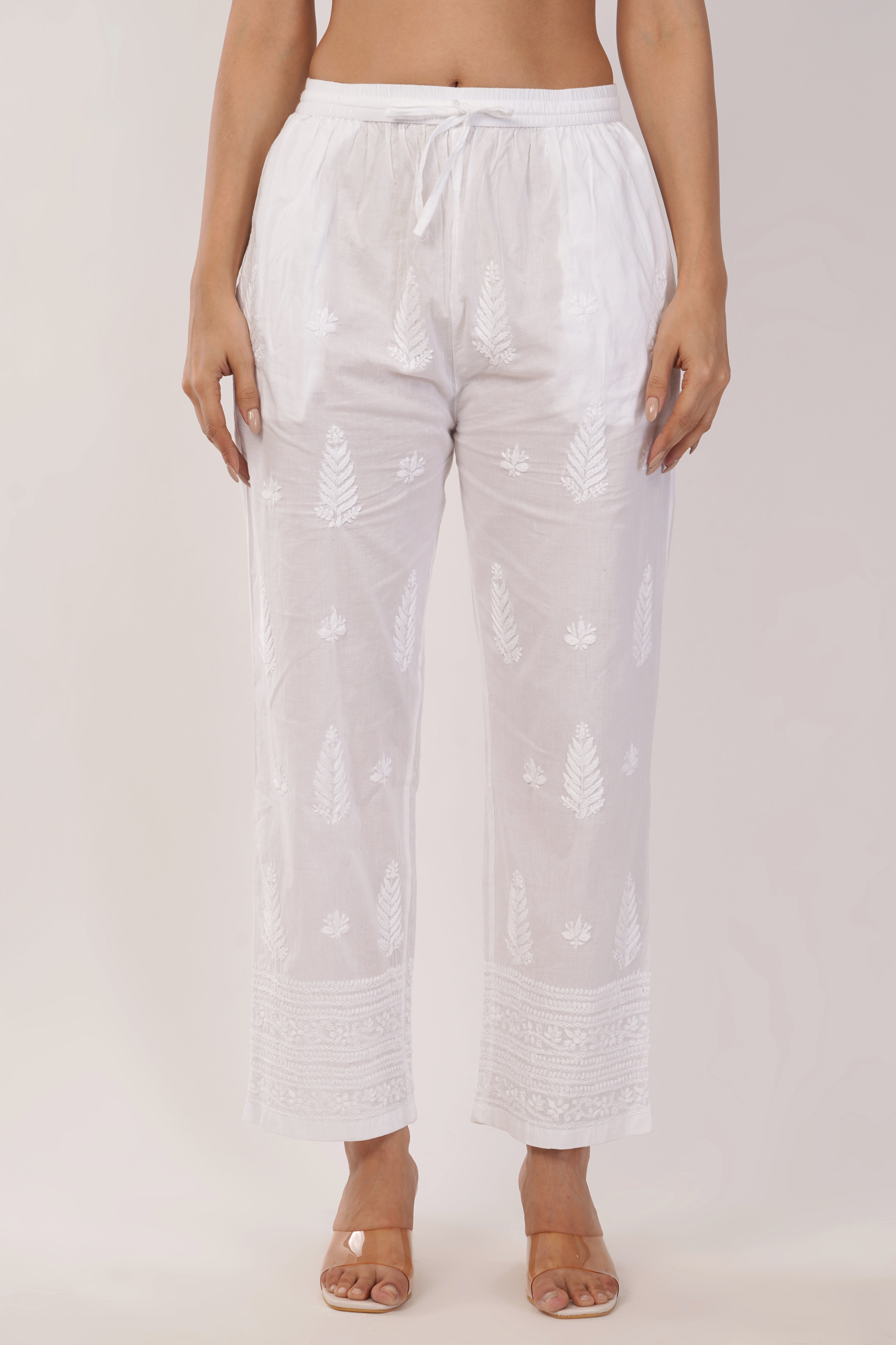White Soft Cotton Straight Pant