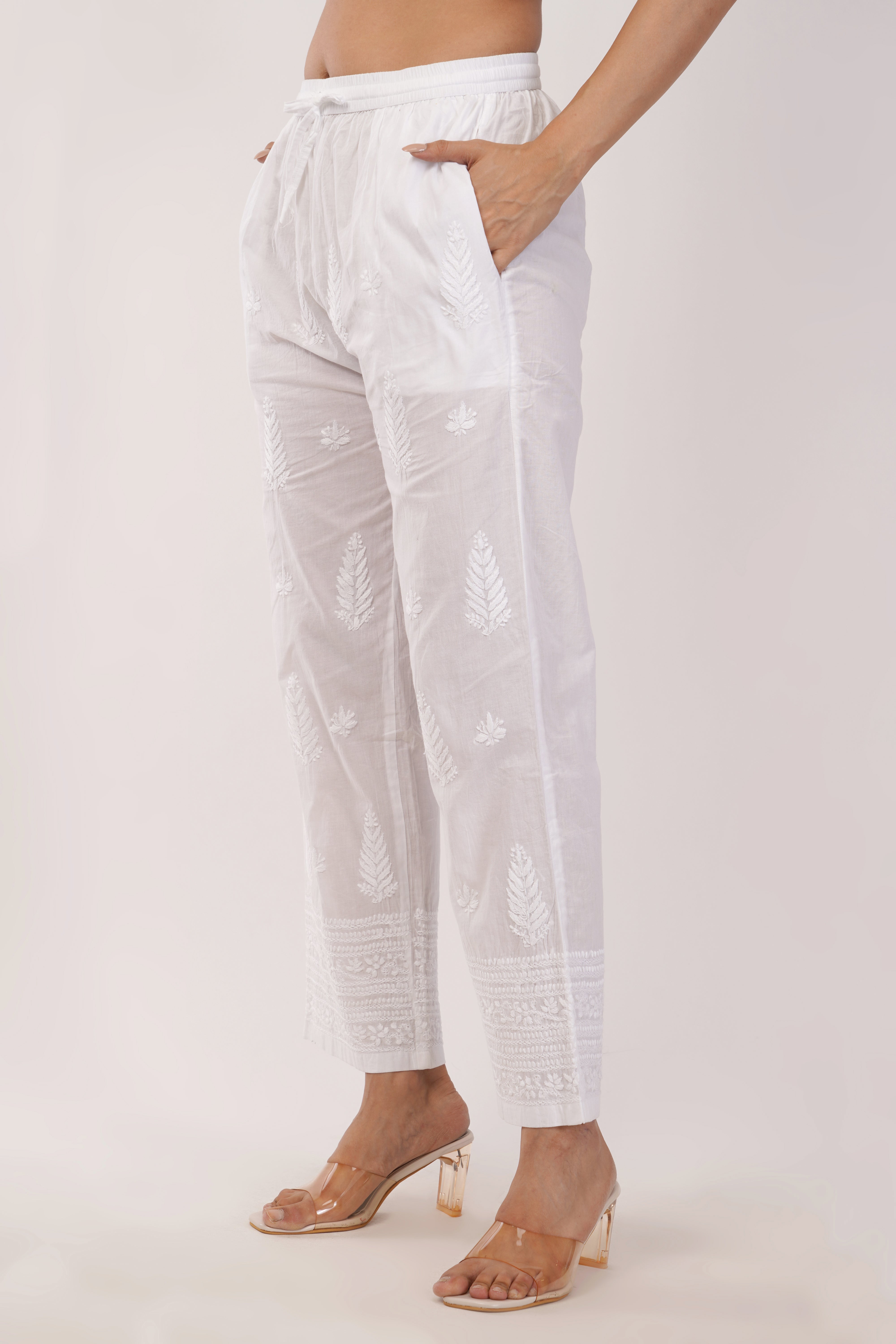 White Soft Cotton Straight Pant