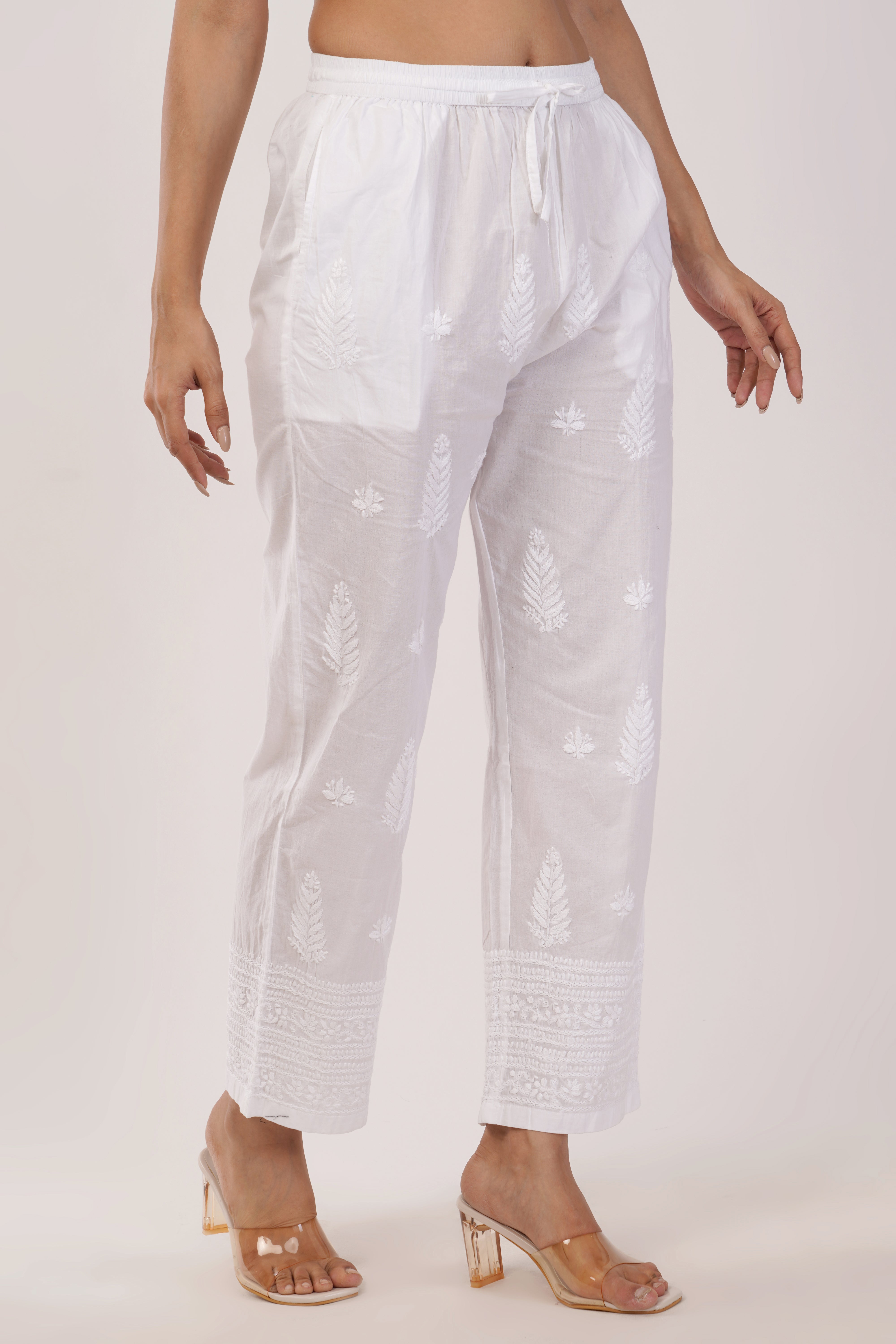 White Soft Cotton Straight Pant