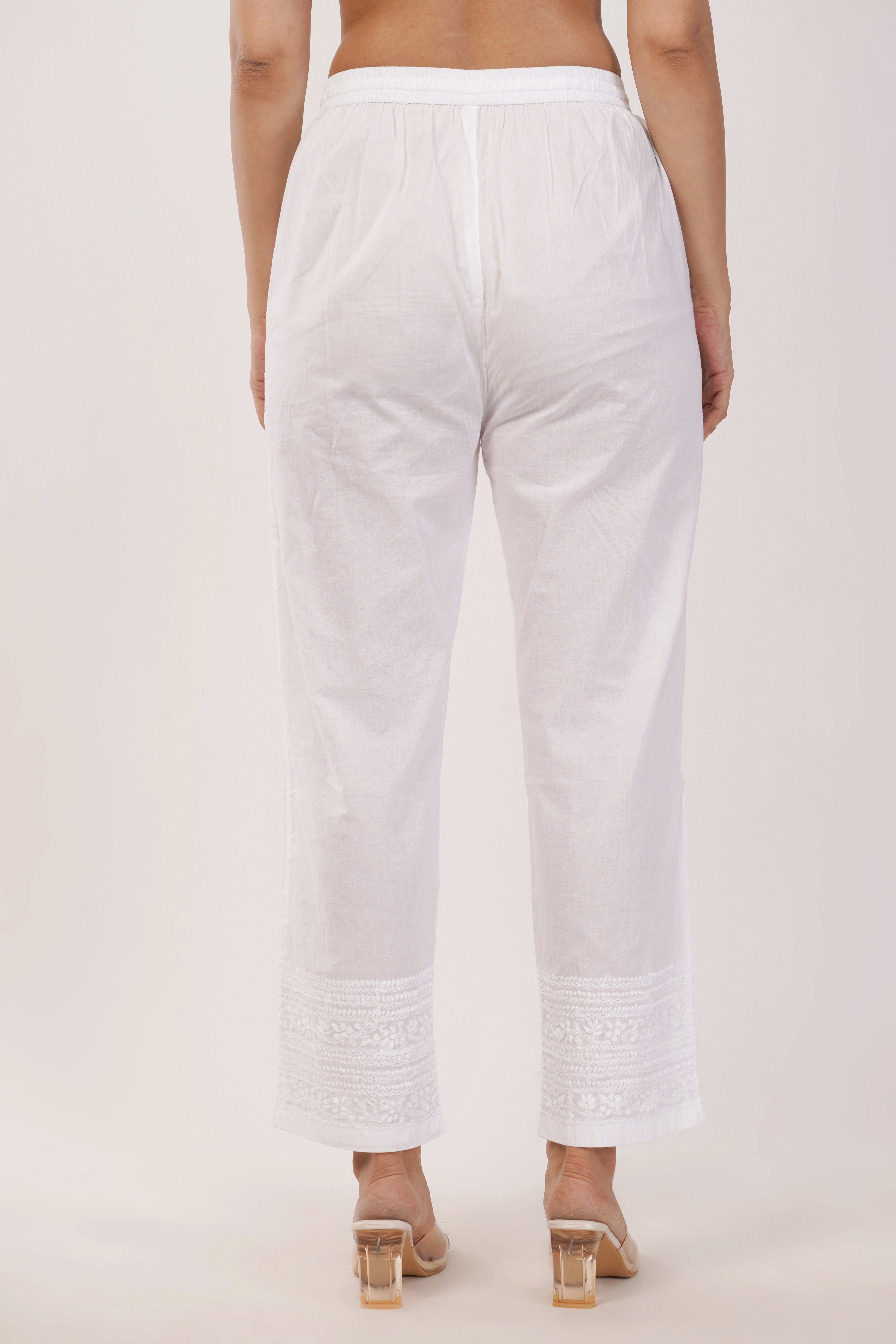 White Soft Cotton Straight Pant