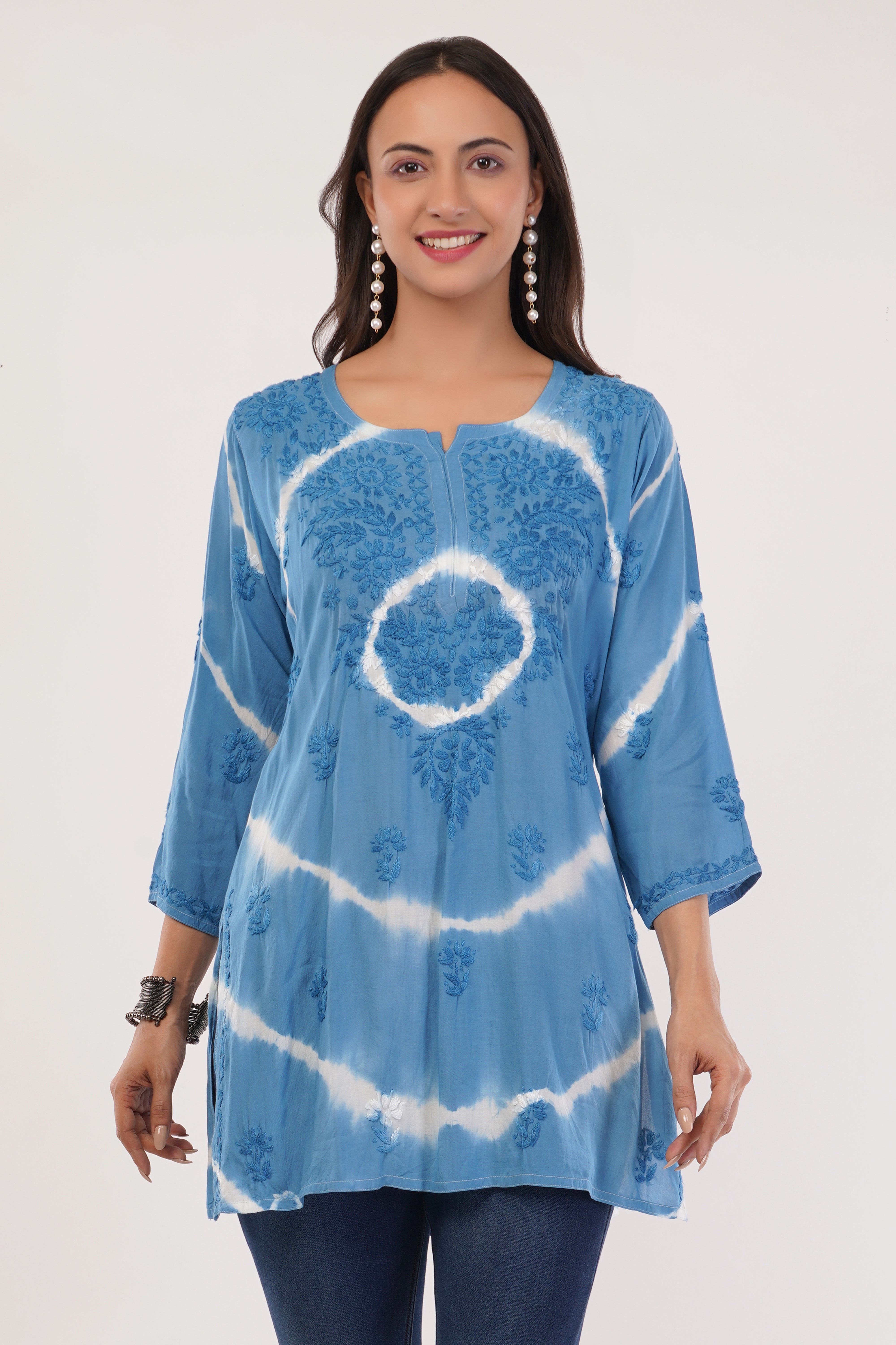 Blue Tie-Dye Chic Short Kurta