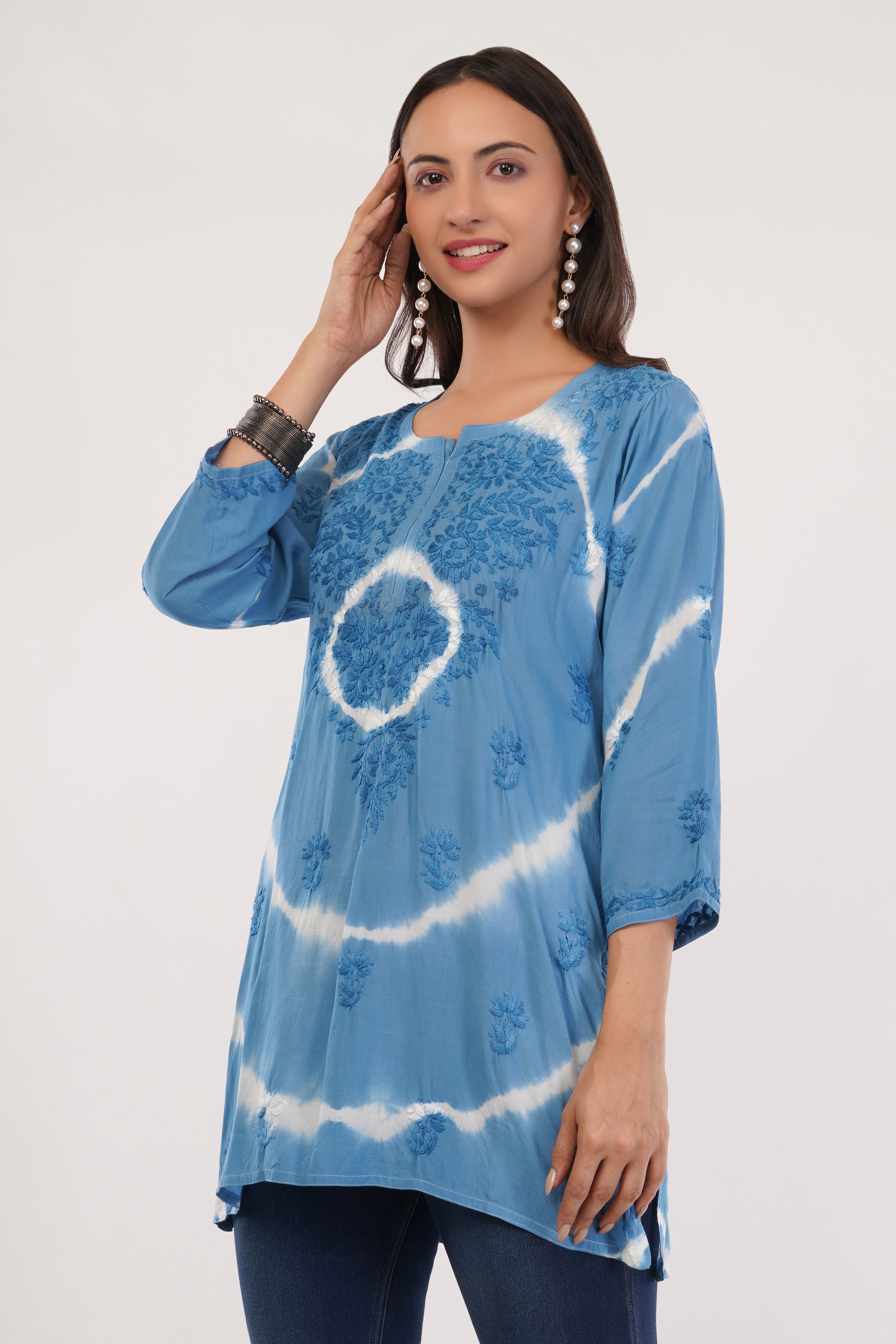 Blue Tie-Dye Chic Short Kurta