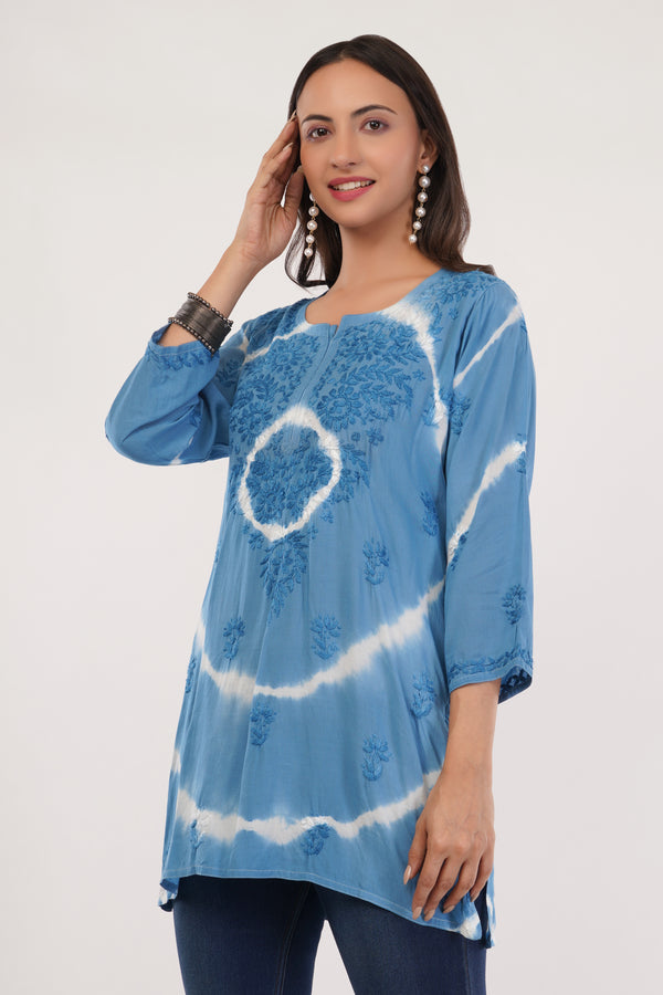 Blue Tie-Dye Chic Short Kurta