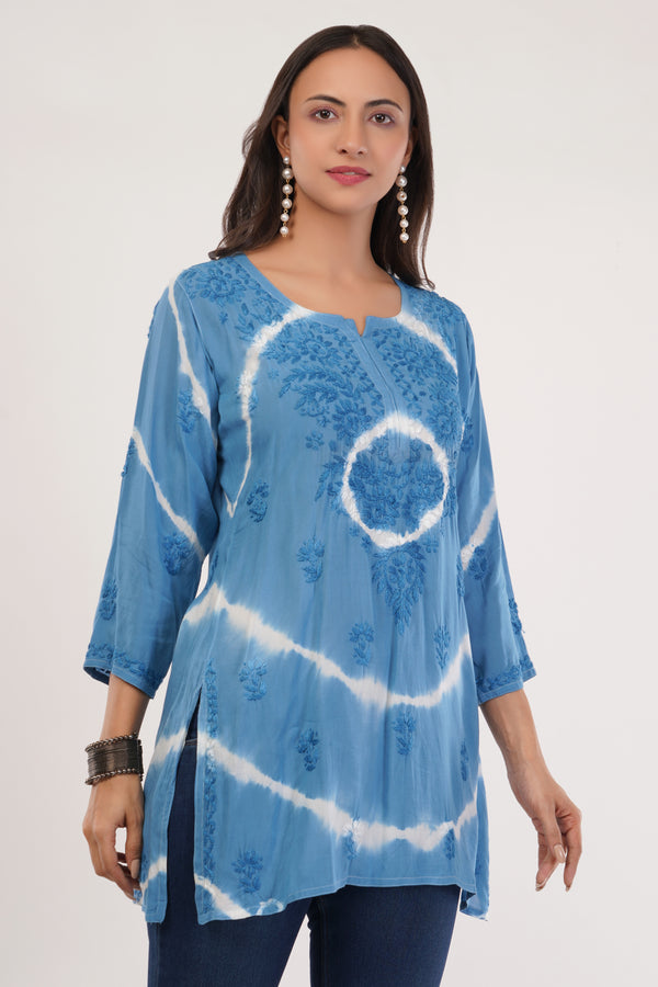 Blue Tie-Dye Chic Short Kurta