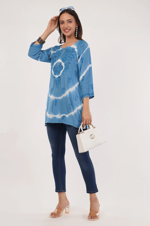 Blue Tie-Dye Chic Short Kurta
